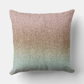 赤面ピンクティール(緑がかった色)ミントスパークルグリッター クッション (裏面)