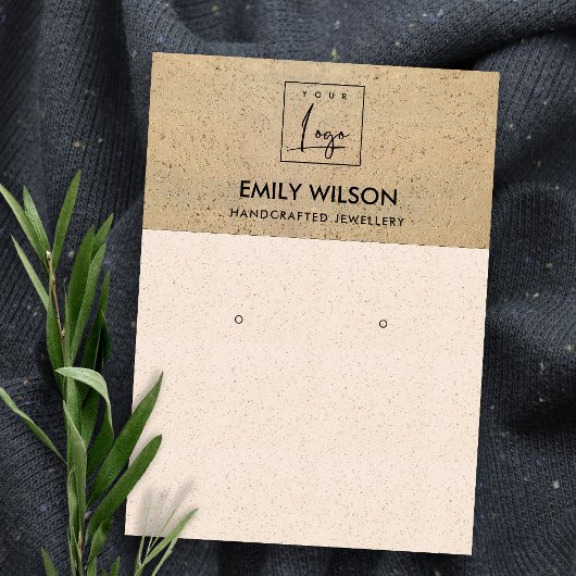 赤面ピンクテラコッタテクスチャロゴイヤリングディスプレイ 名刺