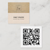 赤面ピンクテラコッタテクスチャロゴQRコード スクエア名刺 (正面/裏面)