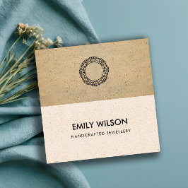 赤面ピンクテラコッタテクスチャロゴQRコード スクエア名刺