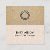 赤面ピンクテラコッタテクスチャロゴQRコード スクエア名刺 (正面)