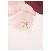 赤面ピンクテラコッタモノグラムの抽象芸術 クリップボード (裏面)