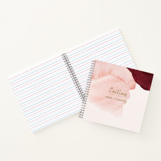 赤面ピンクテラコッタモノグラムの抽象芸術 ノートブック (内部)