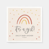 赤面ピンクテラコッタレインボーガールベビーシャワー スタンダードカクテルナプキン (正面)