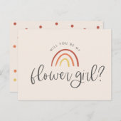 赤面ピンクテラコッタレインボーフラワーガールプロポーズ インビテーションポストカード (正面/裏面)