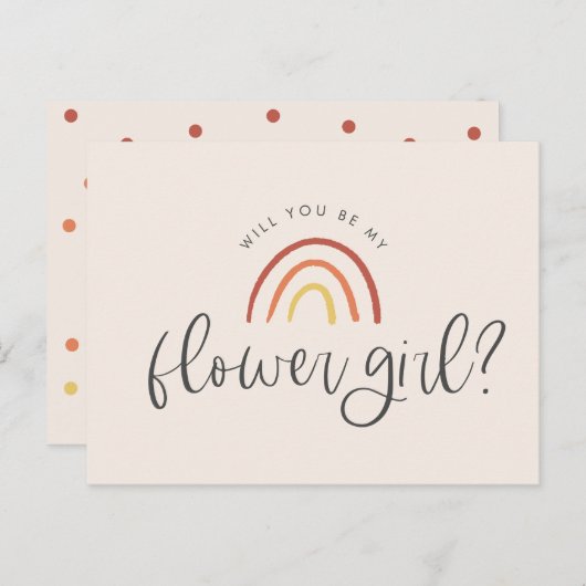 赤面ピンクテラコッタレインボーフラワーガールプロポーズ インビテーションポストカード (正面/裏面)