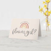 赤面ピンクテラコッタレインボーフラワーガールプロポーズ カード (黄色い花)