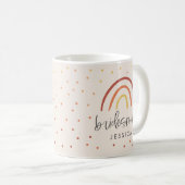 赤面ピンクテラコッタレインボーブカスタムライズメイド コーヒーマグカップ (正面右)