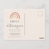 赤面ピンクテラコッタレインボー1st誕生日パーティー ポストカード (裏面)