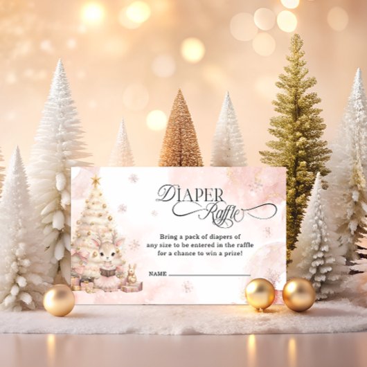 赤面ピンクディアガールおむつラッフル エンクロージャーカード