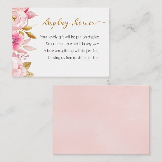 赤面ピンクディスプレイシャワー挿入カード エンクロージャーカード (正面/裏面)