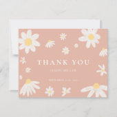 赤面ピンクデイジーサンキューカード ノートカード (正面)
