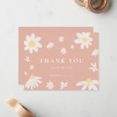 赤面ピンクデイジーサンキューカード ノートカード (正面/裏面インサイチュ)