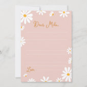 赤面ピンクデイジータイムカプセルノートメッセージカード サンキューカード (正面)