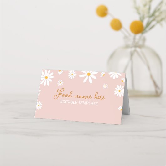 赤面ピンクデイジーバースデーパーティー座席表 プレイスカード (正面)