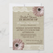 赤面ピンクデイジー及びレースブライダルシャワー 招待状 (正面)