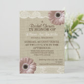 赤面ピンクデイジー及びレースブライダルシャワー 招待状 (スタンド正面)