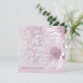 赤面ピンクデイジー結婚のブーケ 招待状 (スタンド正面)