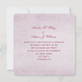 赤面ピンクデイジー結婚のブーケ 招待状 (裏面)