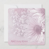 赤面ピンクデイジー結婚のブーケ 招待状 (正面)