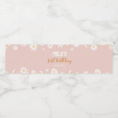 赤面ピンクデイジー誕生日ウォーターボトルラベル ペットボトルラベル (シングルラベル)