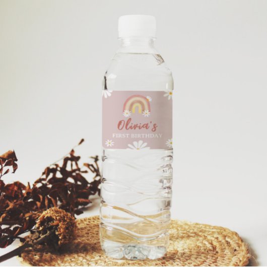 赤面ピンクデイジー誕生日ウォーターボトルラベル ペットボトルラベル