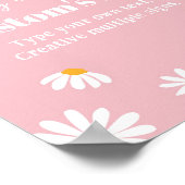 赤面ピンクデイジー誕生日パーティーテーブルサイン ポスター (角)