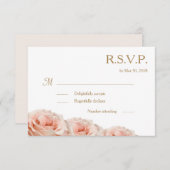赤面ピンクデヴィバラフローラホワイトウェディングRSVP 招待状 (正面/裏面)