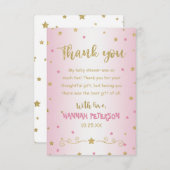 赤面ピンクトゥインクルトゥインクルリトルスターベビーシャワー サンキューカード (正面/裏面)