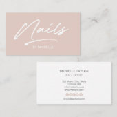 赤面ピンクトレンディーモダンミニマルネイルアーティストB 名刺 (正面/裏面)