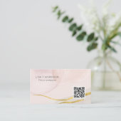 赤面ピンクトレンディー抽象芸術QRコードネットワークロゴ 名刺 (スタンド正面)