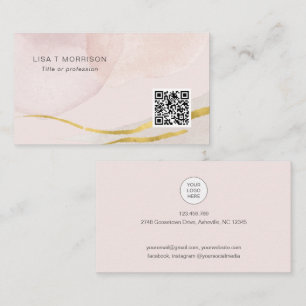赤面ピンクトレンディー抽象芸術QRコードネットワークロゴ 名刺