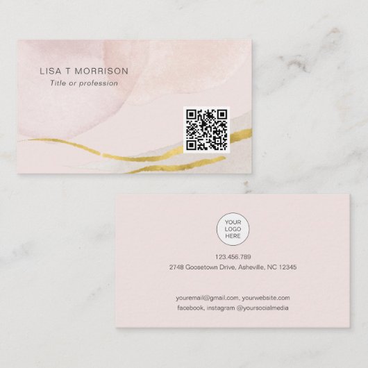 赤面ピンクトレンディー抽象芸術QRコードネットワークロゴ 名刺 (正面/裏面)