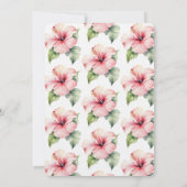 赤面ピンクトロピカルハイビスカスフローラブライダルシャワー 招待状 (裏面)