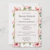 赤面ピンクトロピカルハイビスカスフローラブライダルシャワー 招待状 (正面)