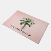 赤面ピンクトロピカルパームツリー ドアマット (アングル)