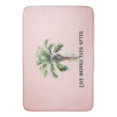 赤面ピンクトロピカルパームツリー バスマット (正面縦)