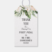 赤面ピンクトロピカルファースト・ミスターそしてミセス ギフトタグ (正面)