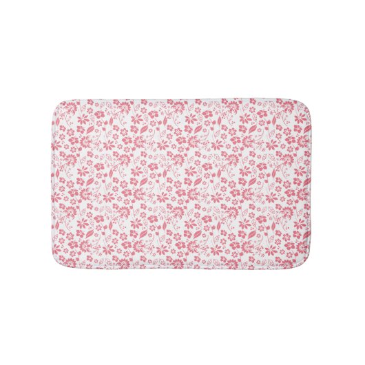 赤面ピンクトロピカルフラワーズ春ガーデン バスマット (正面)