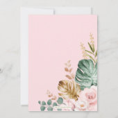 赤面ピンクトロピカルフローラエレファント1歳の誕生日 招待状 (裏面)