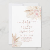 赤面ピンクトロピカルベビーシャワーガール招待状 招待状 (正面)