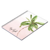 赤面ピンクトロピカル金ゴールドグリーンパームツリー ノートブック (左側)