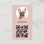赤面ピンクドッグペットフォトソーシャルメディアQRコード 名刺 (裏面)
