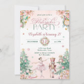 赤面ピンクナツクラッカーガールズバースデーパーティー 招待状 (正面)