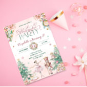 赤面ピンクナツクラッカーガールズバースデーパーティー 招待状