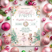 赤面ピンクナツクラッカーガールズバースデーパーティー 招待状