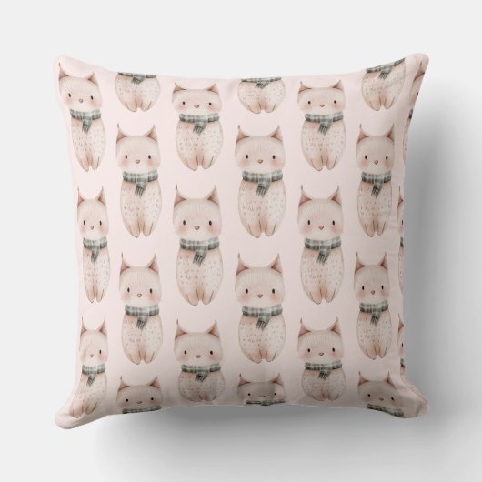 赤面ピンクニャークリスマスキャットギフト クッション (裏面)