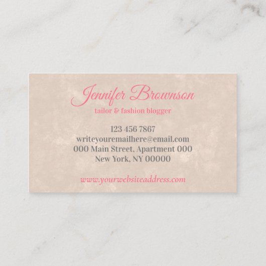 赤面ピンクニードルスレッドシーストレス裁縫 名刺 (裏面)