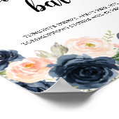 赤面ピンクネイビーフローラ幾何学的キャッシュバー記号 ポスター (角)