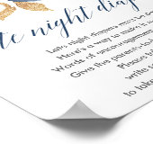 赤面ピンクネイビーフローラ深夜おむつサイン ポスター (角)